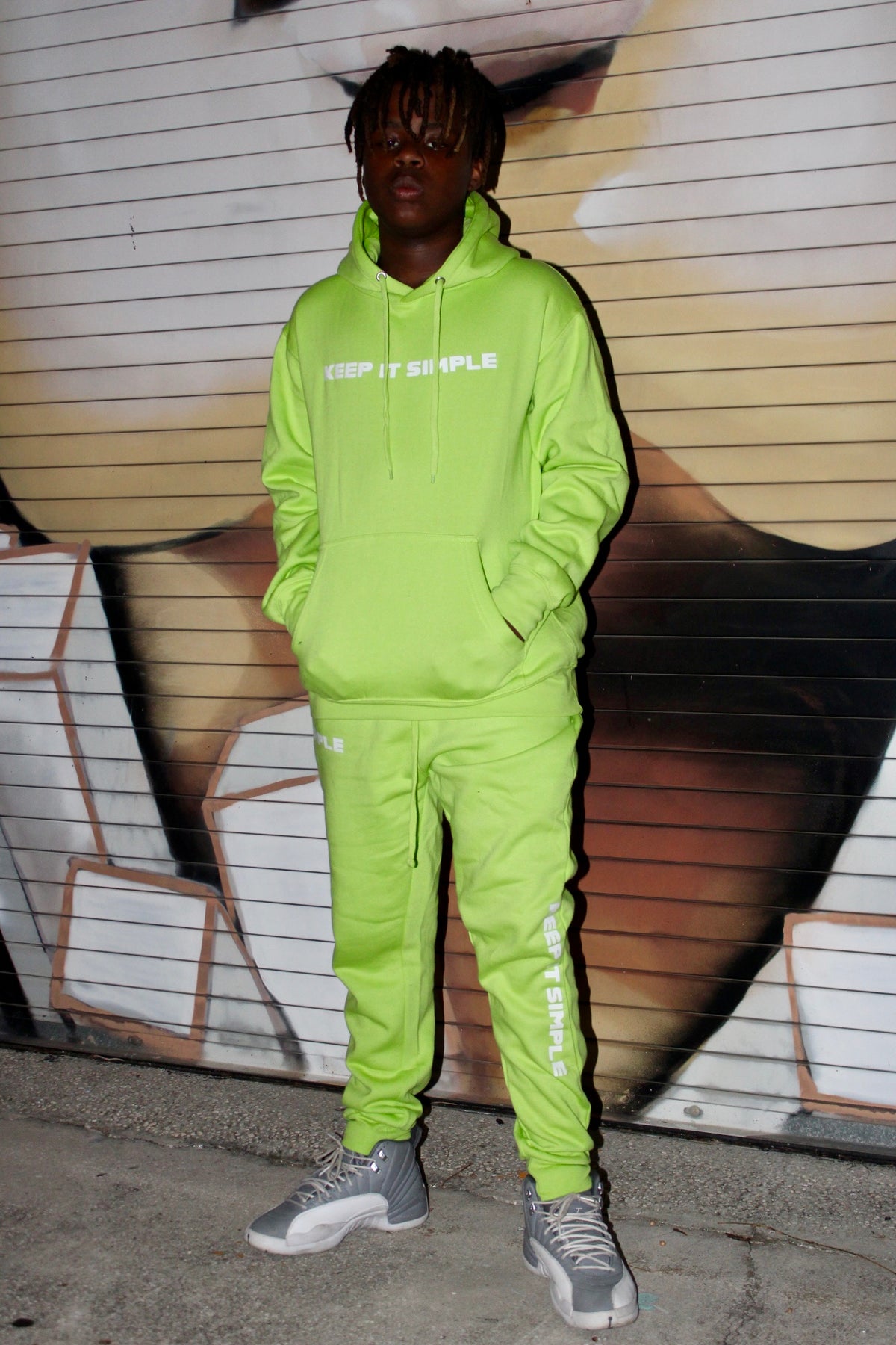 LIME-GREEN "KEEP IT SIMPLE" SWEATSUIT