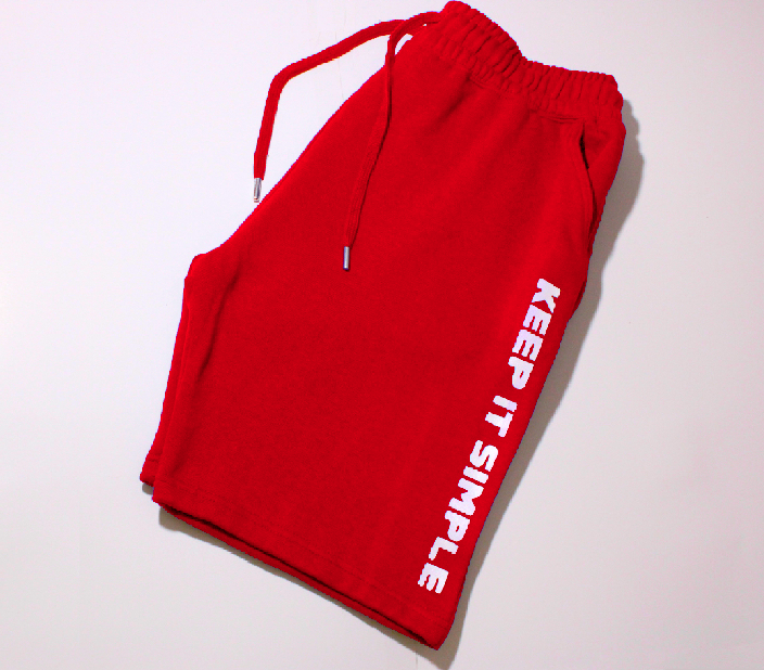 RED "KEEP IT SIMPLE" SHORTS