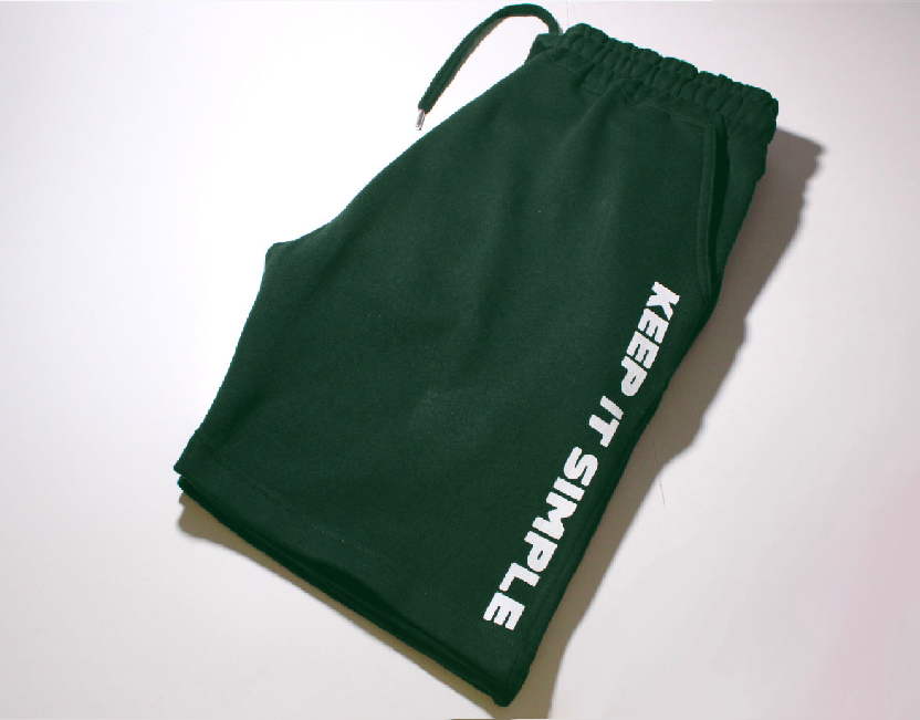 FOREST GREEN "KEEP IT SIMPLE" SHORTS